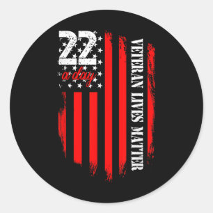 Veteran Lives Suicide Awareness Ptsd Veteran 22 Da Classic Round Sticker