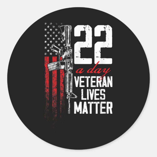 Veteran Lives Suicide Awareness Ptsd Veteran 22 Da Classic Round Sticker (Front)