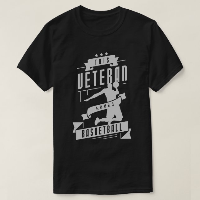 Veteran Loves Basketball T-Shirt (Design Front)