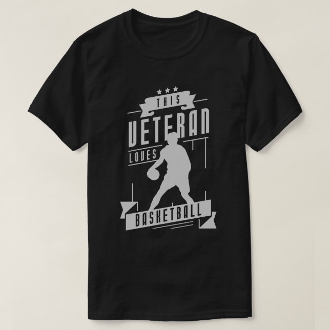 Veteran Loves Basketball T-Shirt (Design Front)
