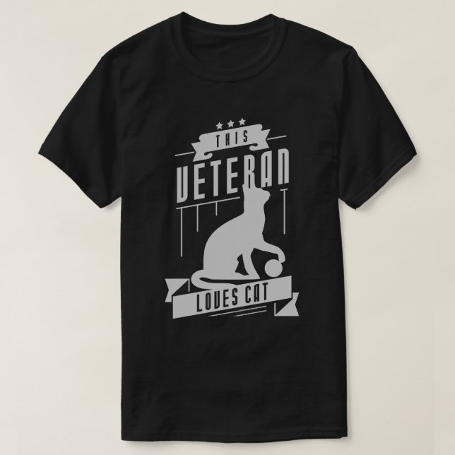 Veteran Loves Cat T-Shirt (Design Front)