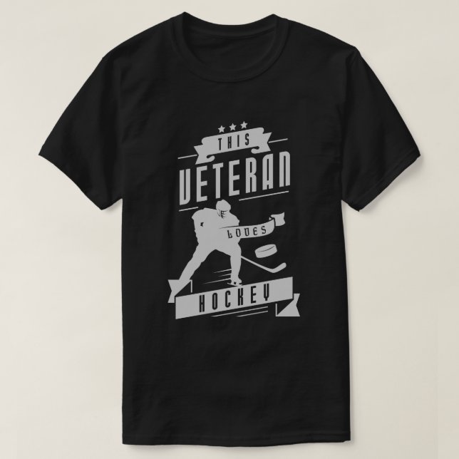 Veteran Loves Hockey T-Shirt (Design Front)