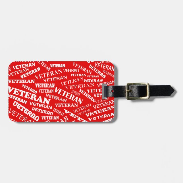 Veteran Luggage Tag in Red (Front Horizontal)