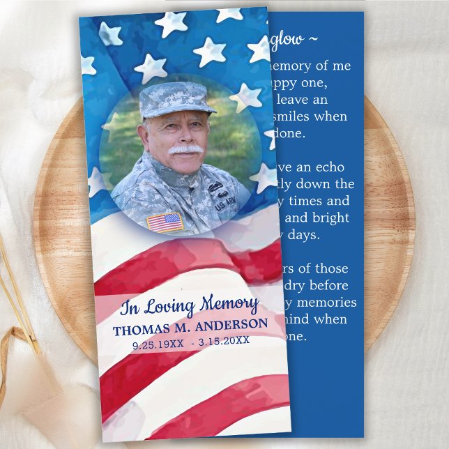 Veteran Memorial Funeral Prayer Bookmark US Flag (Creator Uploaded)
