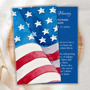 Veteran Memorial Funeral Prayer Card USA Flag
