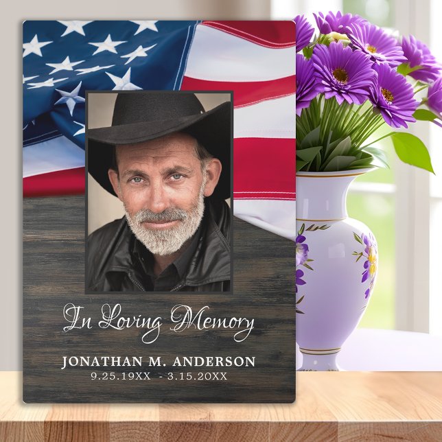 Veteran Memorial Military Photo USA American Flag Plaque (Creator Uploaded)