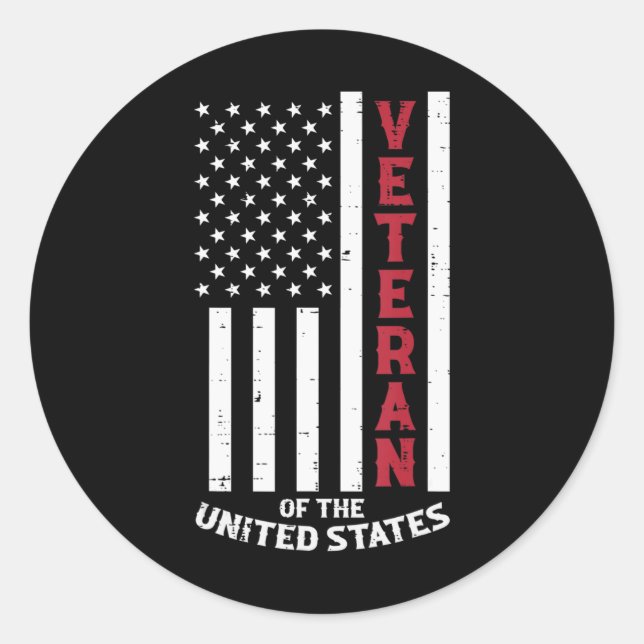 Veteran Of The United States US Flag Memorial Day  Classic Round Sticker (Front)