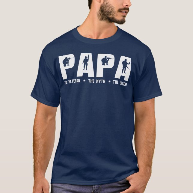 Veteran Papa Proud Fathers Day friends T-Shirt (Front)