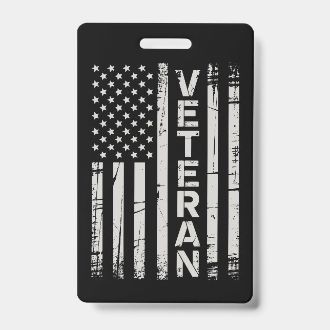 Veteran Patriotic U.S Army American Flag America ID Badge (Front)