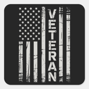 Veteran Patriotic U.S Army American Flag America Square Sticker