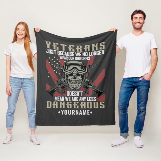 Veteran Patriotic USA Funny Humour Fleece Blanket (In Situ)