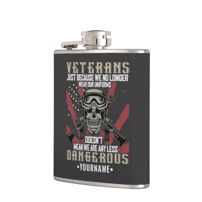 Veteran Patriotic USA Funny Humour Hip Flask (Left)