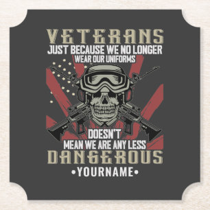 Veteran Patriotic USA Funny Humour Paper Coaster