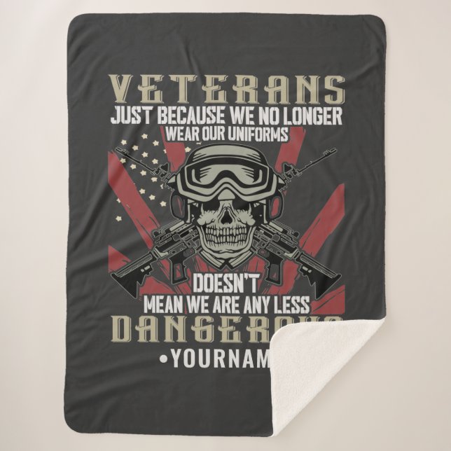 Veteran Patriotic USA Funny Humour Sherpa Blanket (Front)