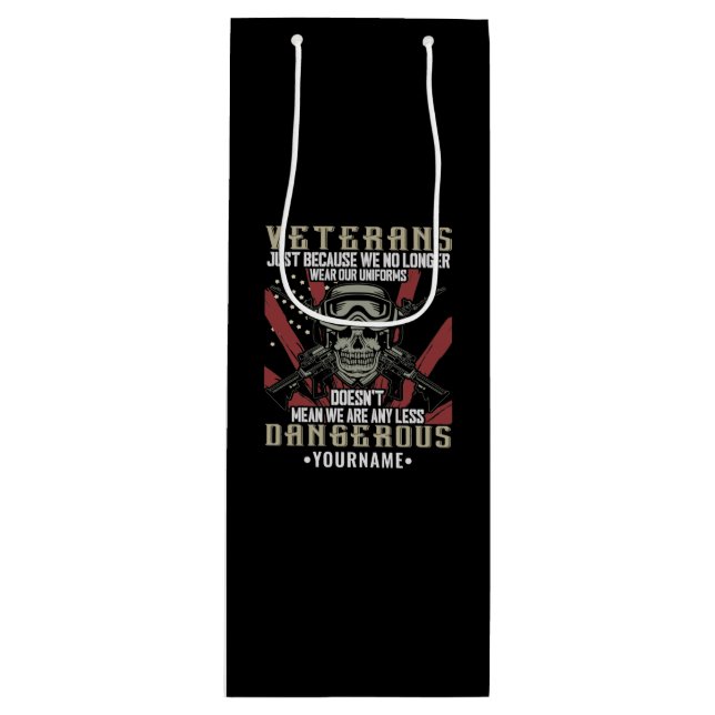 Veteran Patriotic USA Funny Humour Wine Gift Bag (Front)