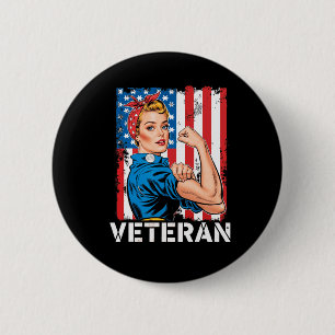 Veteran Patriotic Woman Veteran's Day Female Stron 6 Cm Round Badge