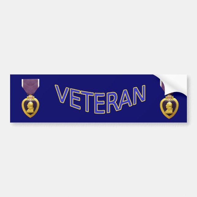 Veteran Purple Heart Bumper Sticker (Front)