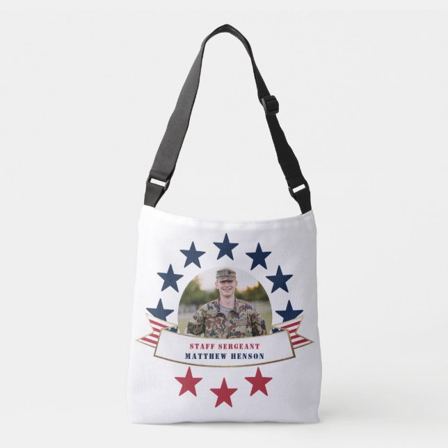 Veteran Service Photo Red White Blue  Crossbody Ba Crossbody Bag (Front)