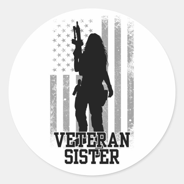 Veteran Sister Classic Round Sticker (Front)