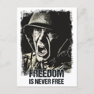  Veteran Soldier Vintage Patriotic Quote Postcard