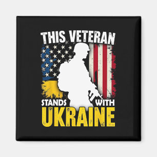 Veteran Stands With Ukraine - Patriotic American F Magnet