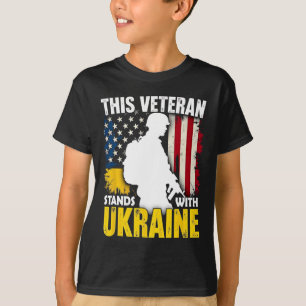 Veteran Stands With Ukraine - Patriotic American F T-Shirt