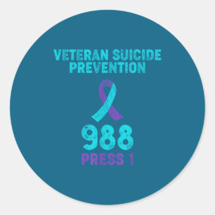 Veteran Suicide Awareness - 988 Shirt - Suicide Pr Classic Round Sticker
