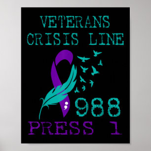 Veteran Suicide Awareness Prevention Hotline 988 Poster