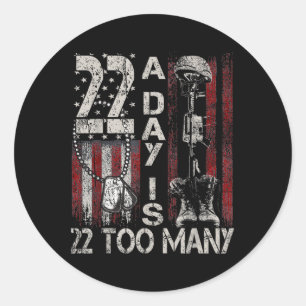 Veteran Suicide Awareness Ribbon 22 A Day Is 22 To Classic Round Sticker