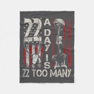 Veteran Suicide Awareness Ribbon 22 A Day Is 22 To Fleece Blanket