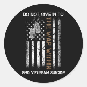 Veteran Suicide Awareness The War Within Patriotic Classic Round Sticker
