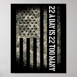 Veteran Suicide Awareness Usa Flag 22 A Day Is 22  Poster