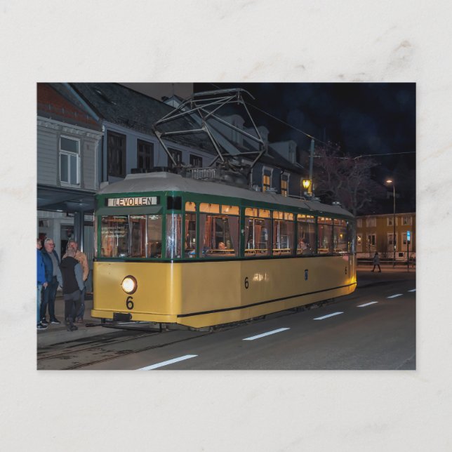 Veteran tram in Trondheim, Norway. Postcard (Front)