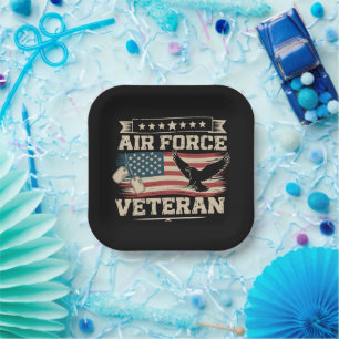 Veteran US Air Force American America Flag  Paper Plate