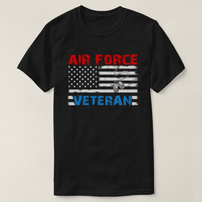 Veteran US Air Force T-Shirt, American Flag Vetera T-Shirt (Design Front)