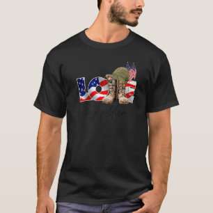 Veteran US Flag Combat Boot Love My Soldier T-Shirt
