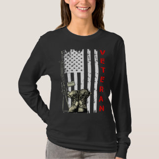 Veteran USA Flag Gun and Combat Boots US Veteran T-Shirt