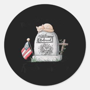 Veteran Wife Memorial Day Cat For Women Cute Never Classic Round Sticker