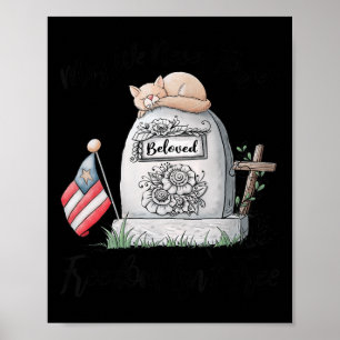 Veteran Wife Memorial Day Cat For Women Cute Never Poster