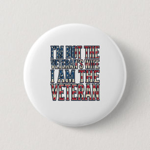 Veteran Wife Quote Patriotic Vintage Vector Design 6 Cm Round Badge