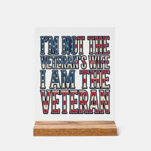 Veteran Wife Quote Patriotic Vintage Vector Design Acrylic Sign