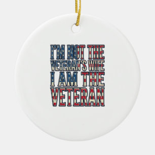 Veteran Wife Quote Patriotic Vintage Vector Design Ceramic Tree Decoration