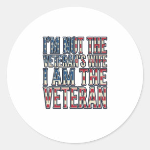 Veteran Wife Quote Patriotic Vintage Vector Design Classic Round Sticker
