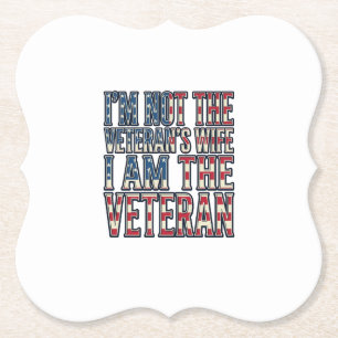 Veteran Wife Quote Patriotic Vintage Vector Design Paper Coaster