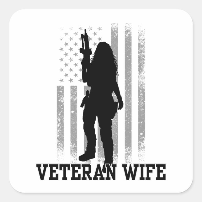 Veteran Wife Square Sticker (Front)
