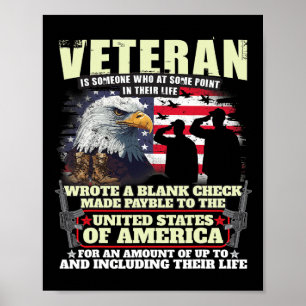 Veteran Wrote Blank Check Military Veteran Family  Poster