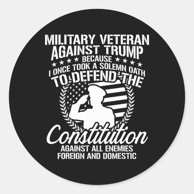 Veterans Against Trump 2020 Usa Election  Classic Round Sticker (Front)
