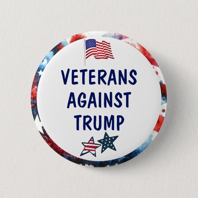 Veterans Against Trump | Anti Trump 6 Cm Round Badge (Front)