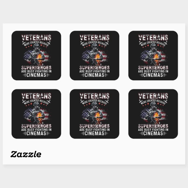 Veterans Because Superheroes Busy in Cinemas Square Sticker (Sheet)