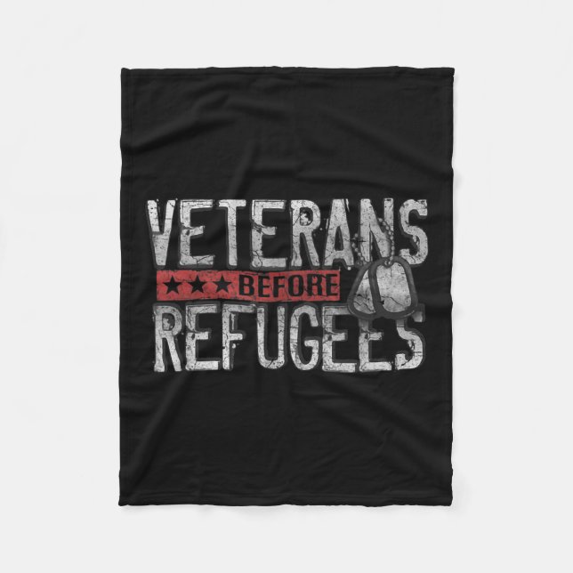 Veterans Before Refugees Memorial Day Never Fleece Blanket (Front)